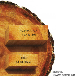 スウェーデンハウスの構造材4.5×12(cm)