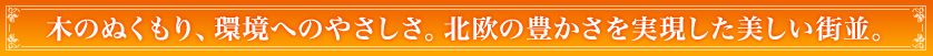 木のぬくもり、環境へのやさしさ。北欧の豊かさを実現した美しい街並。