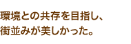 環境との共存を目指し、街並みが美しかった。