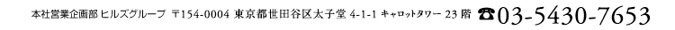 営業企画グループ 〒154-0004 東京都世田谷区太子堂4-1-1 キャロットタワー23階 TEL:03-5430-7653